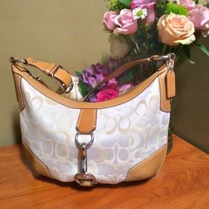 Authentic Coach Ivory & Tan Leather